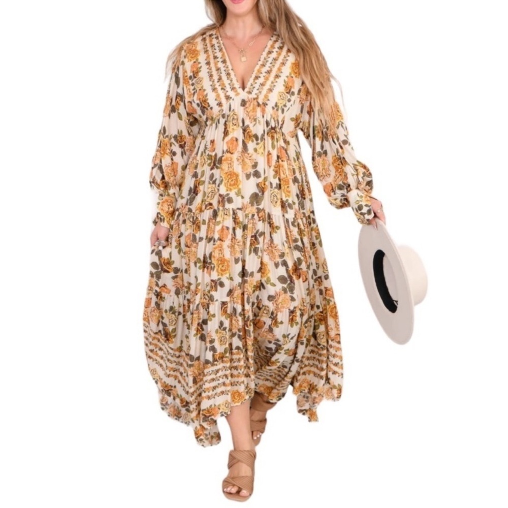 Free People Rows Of Roses Maxi Dress XS